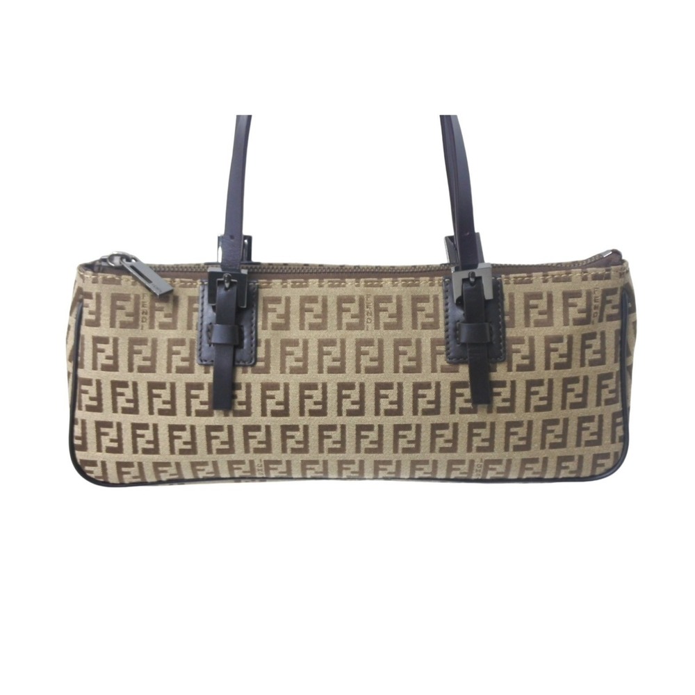 Fendi Tan Zucchino canvas handbag Beige brown leather Zucca